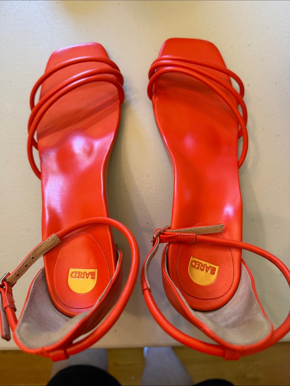 Bared Footwear Bright Red Strappy Square-Toe Sandals